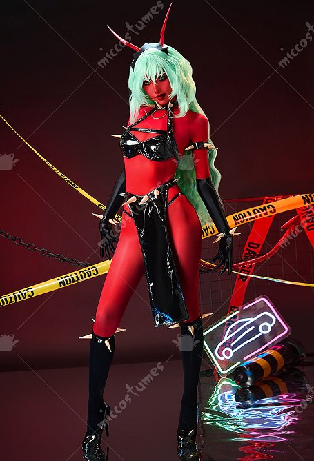 Panty Stocking Scanty Cosplay Costume Haut et pantalon avec body rouge et jupe à l'avant
