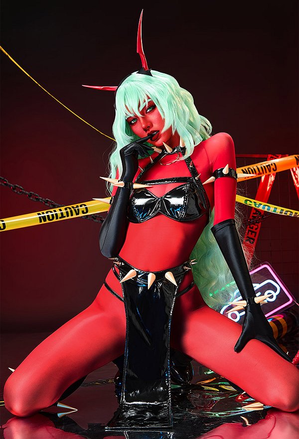 Panty & Stocking with Garterbelt Scanty Cosplay Top y pantalón con leotardos rojos y pieza delantera de falda Panty & Stocking with Garterbelt Scanty Cosplay Top y pantalón con leotardos rojos y pieza delantera de falda