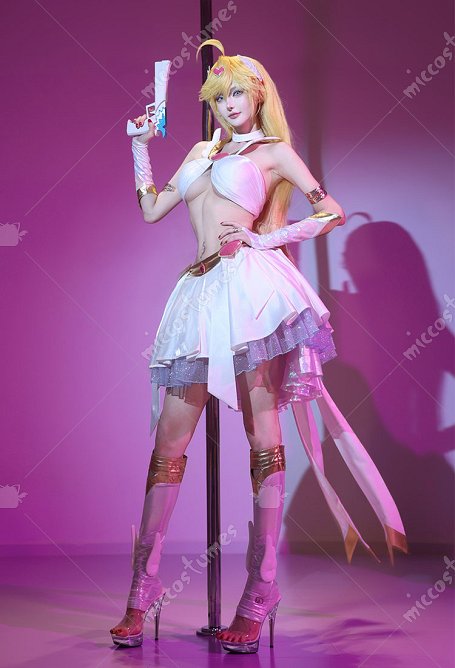 Panty & Stocking with Garterbelt Panty Cosplay Top sin tirantes con cuello halter y falda con medias