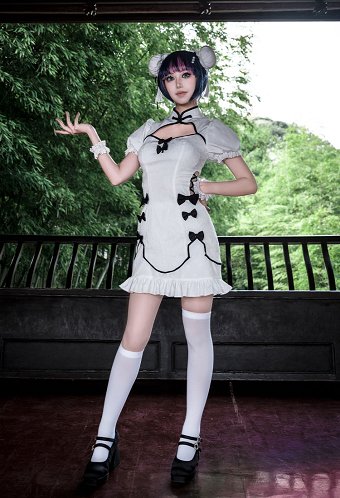 Costume cosplay Panty Stocking Stocking Figure Ver robe chinoise Cheongsam avec coiffe et barrette