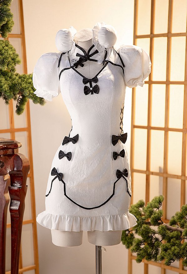 Panty Stocking Stocking Figure Ver Cosplay Kostüm Chinesisches Cheongsam mit Kopfschmuck und Haarspange