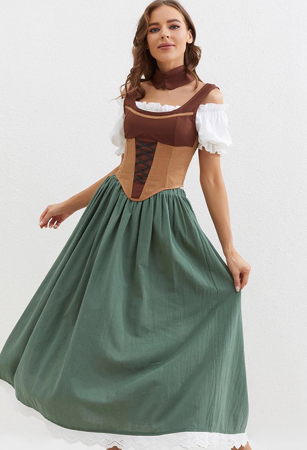 Women Renaissance Medieval Costume Historical Retro Dress Outfit Corset Top Skirt Set for Halloween Women Renaissance Medieval Costume Historical Retro Dress Outfit Corset Top Skirt Set for Halloween