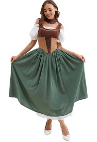 Femmes Halloween Renaissance Costume Médiéval Historique Rétro Robe Corset Top Jupe Ensemble