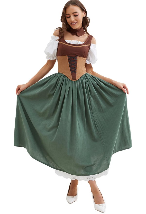 Women Renaissance Medieval Costume Historical Retro Dress Outfit Corset Top Skirt Set for Halloween Women Renaissance Medieval Costume Historical Retro Dress Outfit Corset Top Skirt Set for Halloween