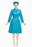 Halloween Ratched Vintage Nurse Cosplay Uniform Blue Dress with Hat and Belt