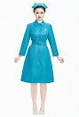 Halloween Ratched Vintage Nurse Cosplay Uniform Blue Dress with Hat and Belt