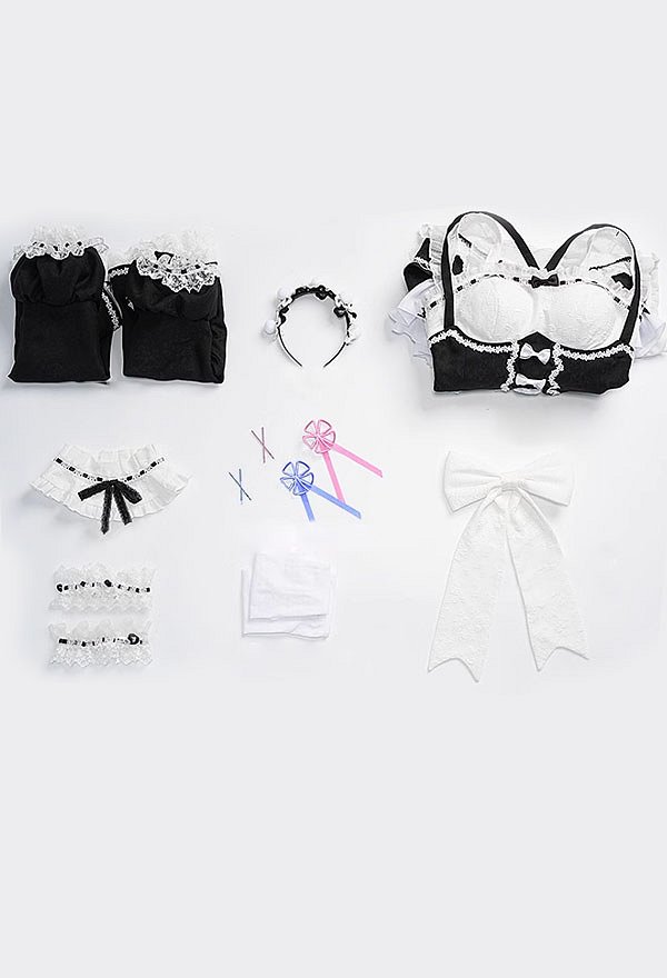 Re Starting Life in Another World Cosplay Costume Maid Uniform Dress with Headband Arm Sleeves Stockings
