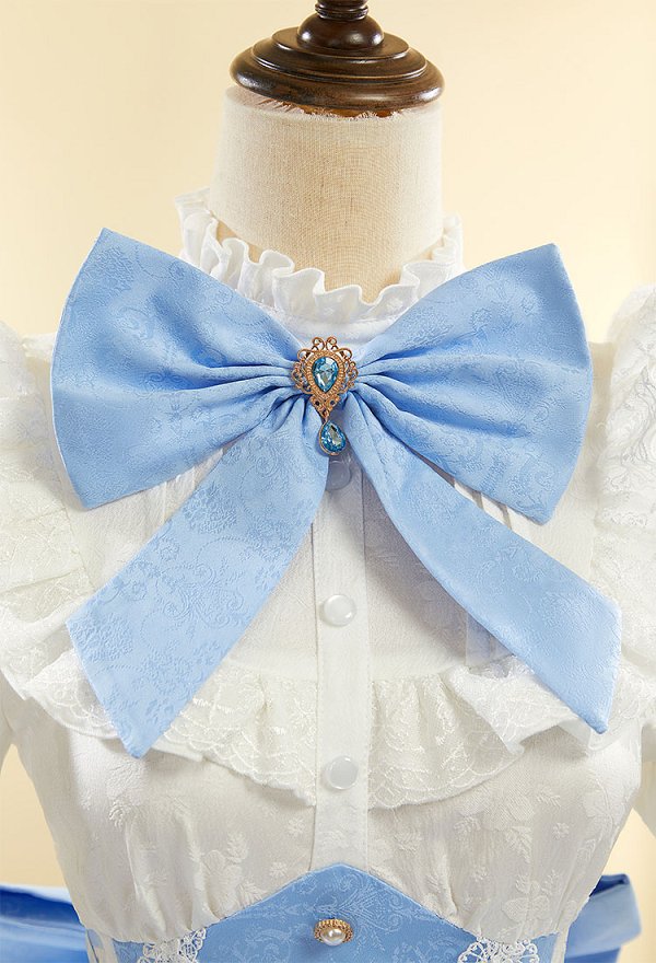 Re Starting Life in Another World Gothic ver Cosplay Costume Blue Lolita Dress with Gloves
