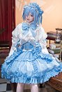 Re Starting Life in Another World Gothic ver Cosplay Costume Blue Lolita Dress with Gloves