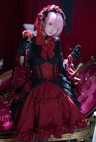 Re Starting Life in Another World Ram Cosplay Costume Gothic Black and Red Halloween Dress Re Starting Life in Another World Ram Cosplay Costume Gothic Black and Red Halloween Dress