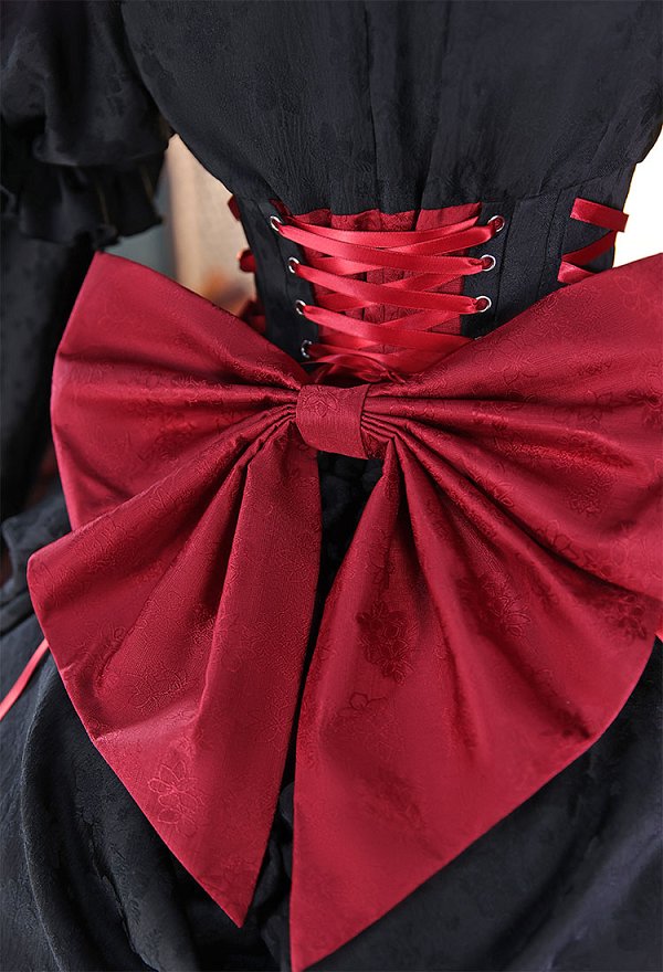Re Starting Life in Another World Ram Cosplay Costume Robe d'Halloween gothique noire et rouge