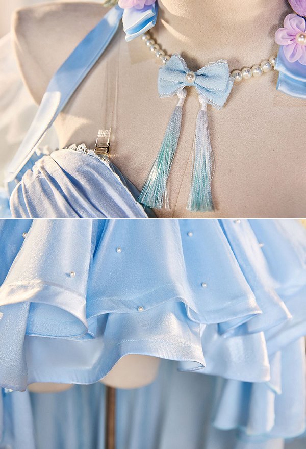 Re:Zero Rem Cosplay Vestido de novia con velo y lazo