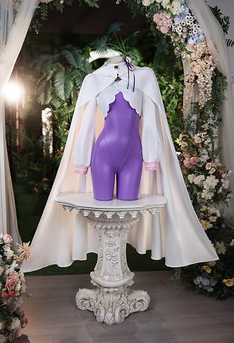 Re Starting Life in Another World Emilia Cosplay Kostüm Kampfanzug Bodysuit und Oberteil mit Cape und Kopfschmuck