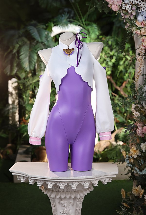 Re Starting Life in Another World Emilia Combat Suit Cosplay Costume Bodysuit and Top with Cape and Headpiece