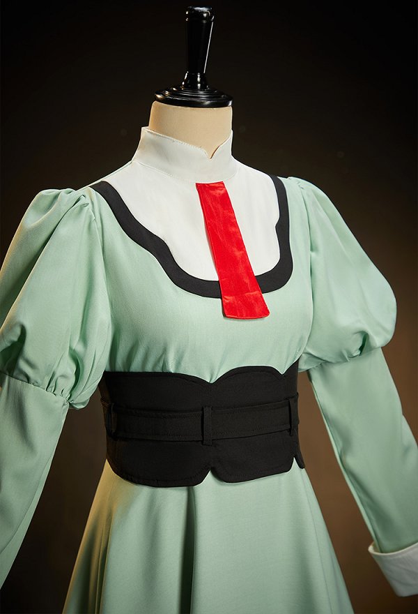 The Ribbon Hero Sapphire Civilian Form Cosplay Costume Dress with Waist Belt Gloves and Headband