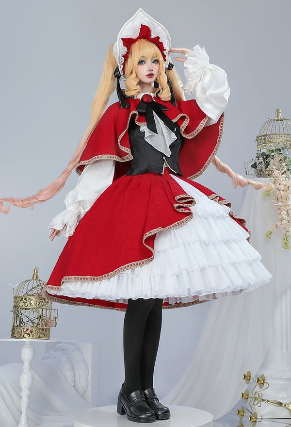 Rozen Maiden Shinku Cosplay Costume Dress and Cloak with Vest and Hat Rozen Maiden Shinku Cosplay Costume Dress and Cloak with Vest and Hat
