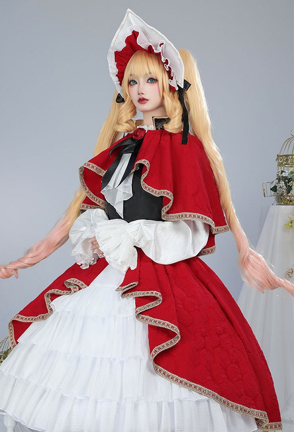 Rozen Maiden Shinku Cosplay Costume Dress and Cloak with Vest and Hat Rozen Maiden Shinku Cosplay Costume Dress and Cloak with Vest and Hat