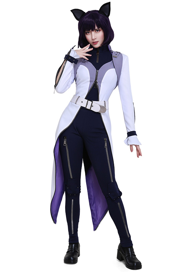 Blake Belladonna Kleid Cosplay Kostüm mit Gürtel und Katzeohren