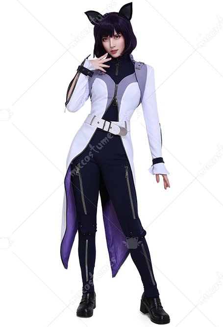 Blake Belladonna Kleid Cosplay Kostüm mit Gürtel und Katzeohren