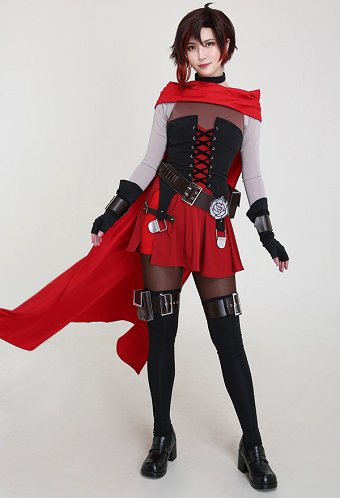 Ruby Rose Cosplay Costume with Cloak and Belts Set