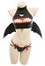 Halloween Women Sexy Lingerie Set with Dark Devil Teeth Design Flirty Halter Top with Thong for Fun Open Chest Style