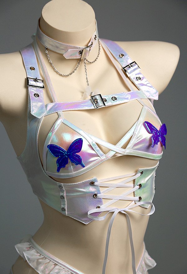 Set de Lingerie Sexy Top et Culotte avec Papillon avec Corset
