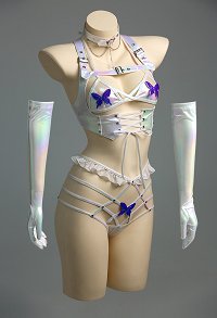 Set de Lingerie Sexy Top et Culotte avec Papillon avec Corset