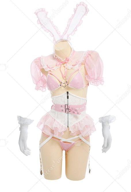 Sexy Lencera de Bunny Girl Lencera de Tul con Volantes de Encaje con Diadema y Corsé