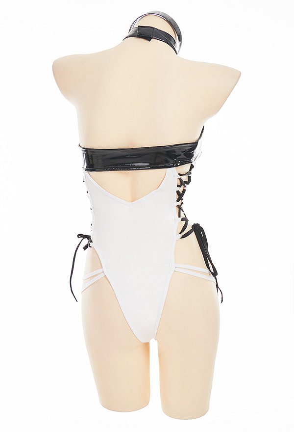 Sexy Lencería Lencería con Cordones de Cintura Abierta en el Pecho con Guantes y Diadema