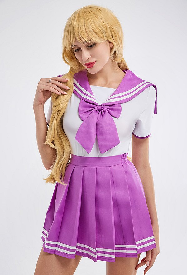 School Girl Costume with Bow Decoration Sexy Bodysuit with Skirt JK Uniform Style School Girl Costume with Bow Decoration Sexy Bodysuit with Skirt JK Uniform Style
