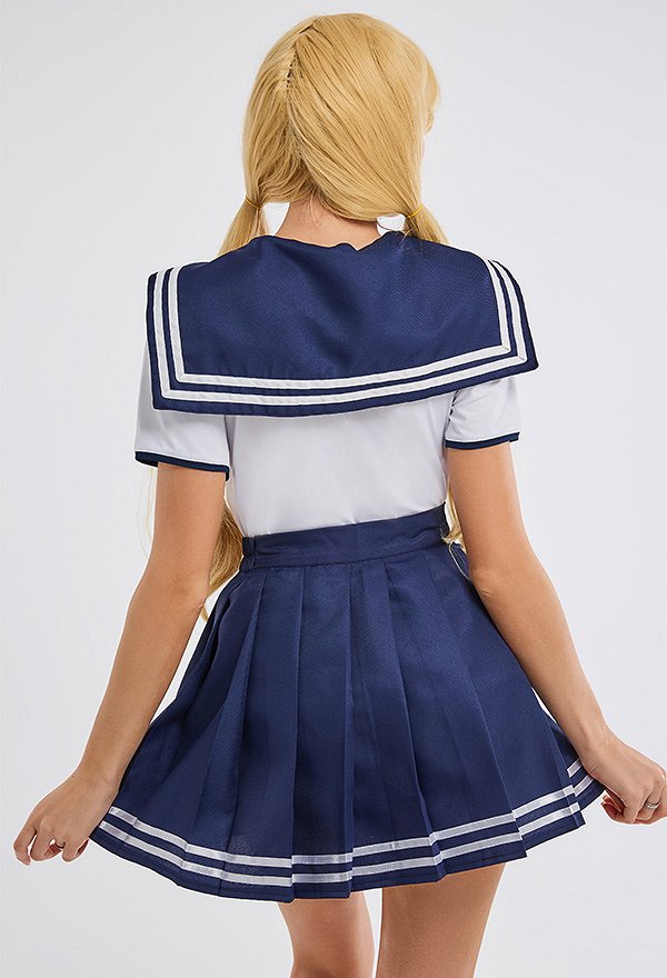 School Girl Costume with Bow Decoration Sexy Bodysuit with Skirt JK Uniform Style School Girl Costume with Bow Decoration Sexy Bodysuit with Skirt JK Uniform Style