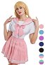 School Girl Costume with Bow Decoration Sexy Bodysuit with Skirt JK Uniform Style