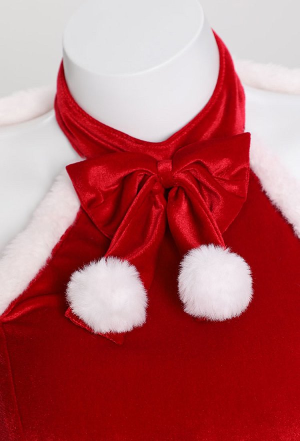 Vestido Halter de Navidad de Peluche Estilo de Sirvienta Dulce Ropa de Casa con Chal