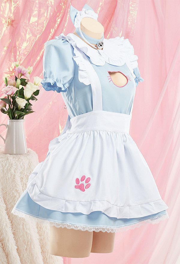 Kawaii Katze Kleid Dienstmädchen Outfit mit Schürze Stirnband Halloween Cosplay Kostüm Kawaii Katze Kleid Dienstmädchen Outfit mit Schürze Stirnband Halloween Cosplay Kostüm