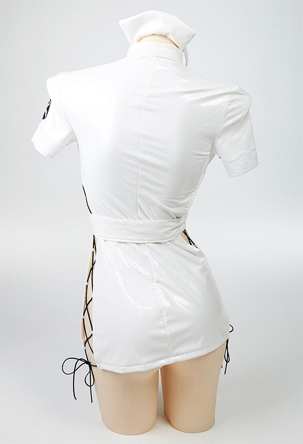 Lingerie Sexuelle Une Pièce Robe de Style Uniforme d'Infirmière Poitrine Ouverte à Lacets