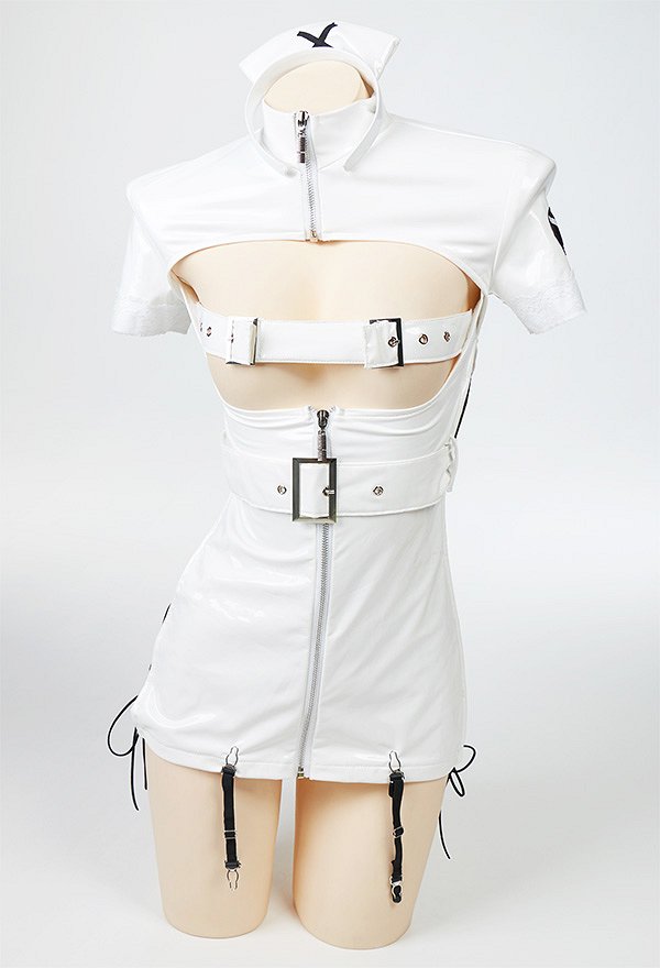 Lingerie Sexuelle Une Pièce Robe de Style Uniforme d'Infirmière Poitrine Ouverte à Lacets