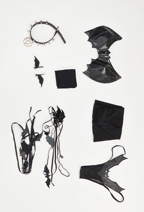 Ensemble de Lingerie Gothique Cosplay avec Impression de Chauves-souris Ensemble de Lingerie Gothique Cosplay avec Impression de Chauves-souris