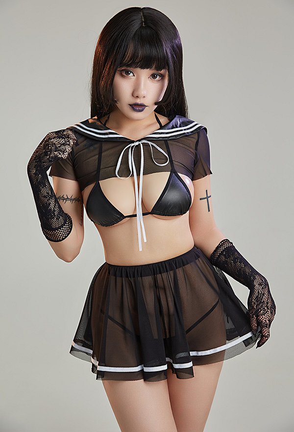 【情趣】哥特网纱水手服
