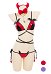 Halloween Sexy Lingerie Set for Women with Bow Choker and Devil Hairband Lace Up Bra and Thong for Fun