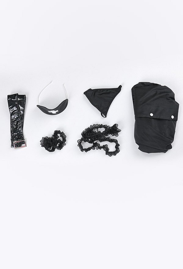 Sexy Dessous Krankenschwester Outfit Niedriger Kragen Kleid Set Stirband