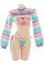 Sexy Kawaii Dessous Kawaii Regenbogen Set Binde Tanga Socken Nippel Aufkleber