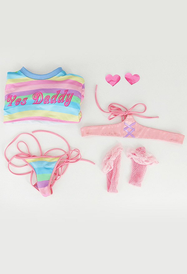 Sexy Kawaii Dessous Kawaii Regenbogen Set Binde Tanga Socken Nippel Aufkleber Sexy Kawaii Dessous Kawaii Regenbogen Set Binde Tanga Socken Nippel Aufkleber