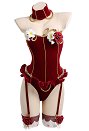 MADAME BOVARY Lingerie Set Halloween Sexy Bodysuit with Stockings and Tulle Sleeves