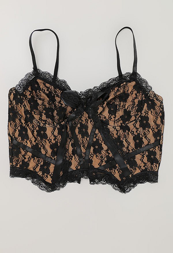 Sexy Lingerie Sling Bauchfreies Oberteil Schleife Spitze Dessous Top