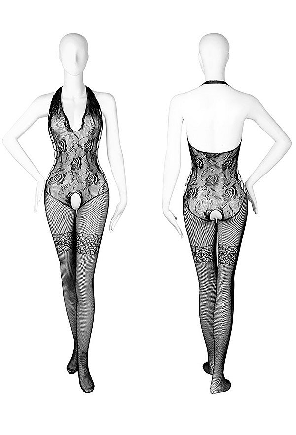 Sexy Bodysuit Lingerie Schritt Öffnen Cutout Niedriger Kragen Dessous