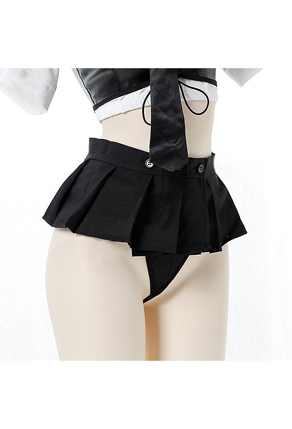 Sexy Uniform Lingerie Set Rock Cutout Crisscross Schnürung Dessous