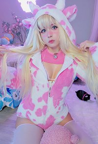 Halloween Women Sexy Onesie Pajama Fluffy Pink Cow Print Bodysuit Hooded Homewear with Choker and Socks