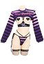 SUGAR BABY Yes Daddy Halloween Gótico Lencería Sexy Blusa Corta a Rayas y Bragas con Medias de Rejilla y Corsé