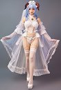 Ganyu Derivative Sexy Lingerie Set Conjunto de Top y Braga de Estilo de Boda con Velo y Medias de Muslo