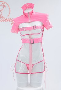 Robe de lingerie sexy d'Halloween Robe creuse de Style D'Infirmière et Gants avec String et Chaussettes de Cuisse